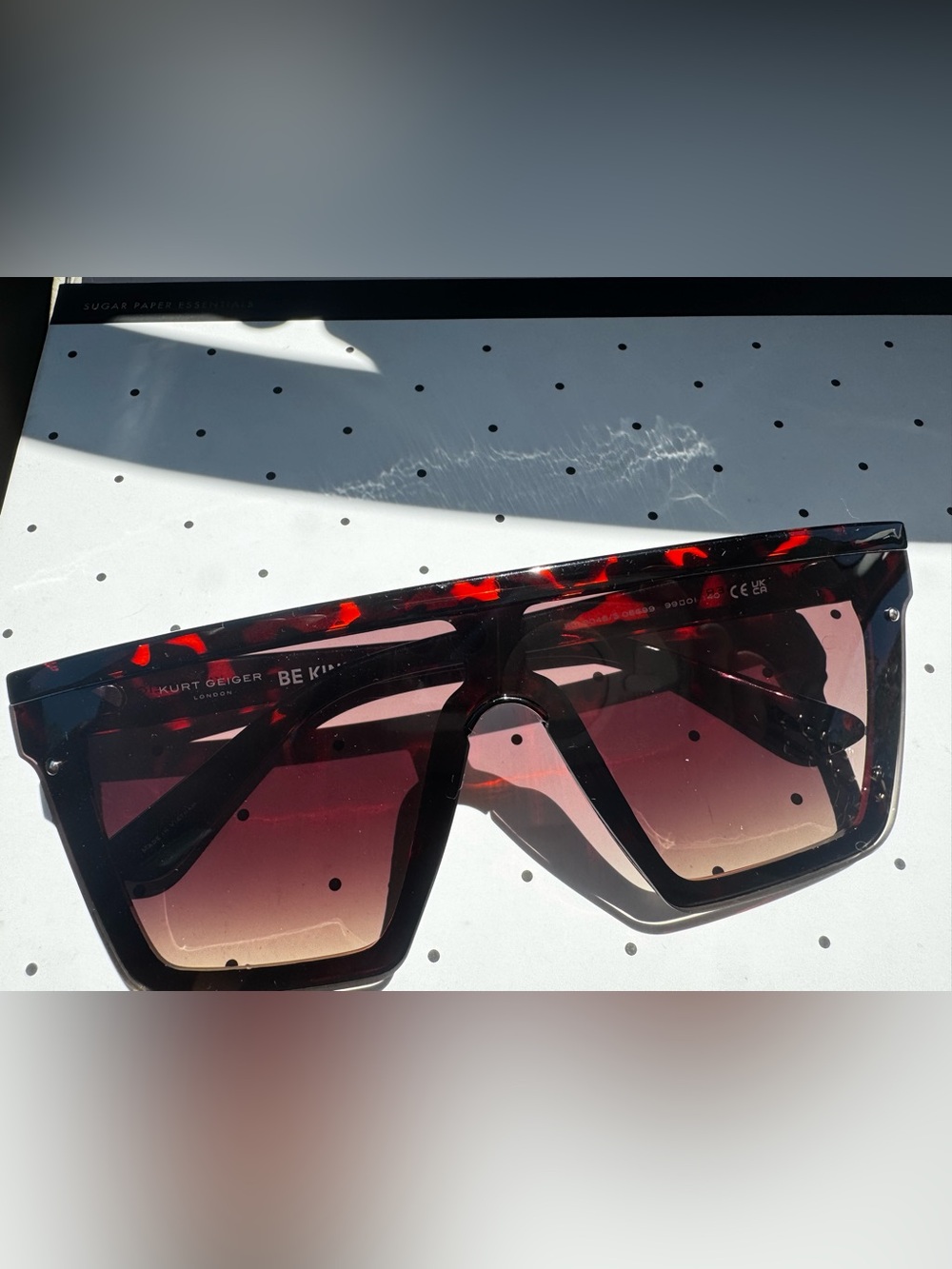 Kurt Geiger London Oversized Shield Sunglasses Gradient Lens Statement Shades